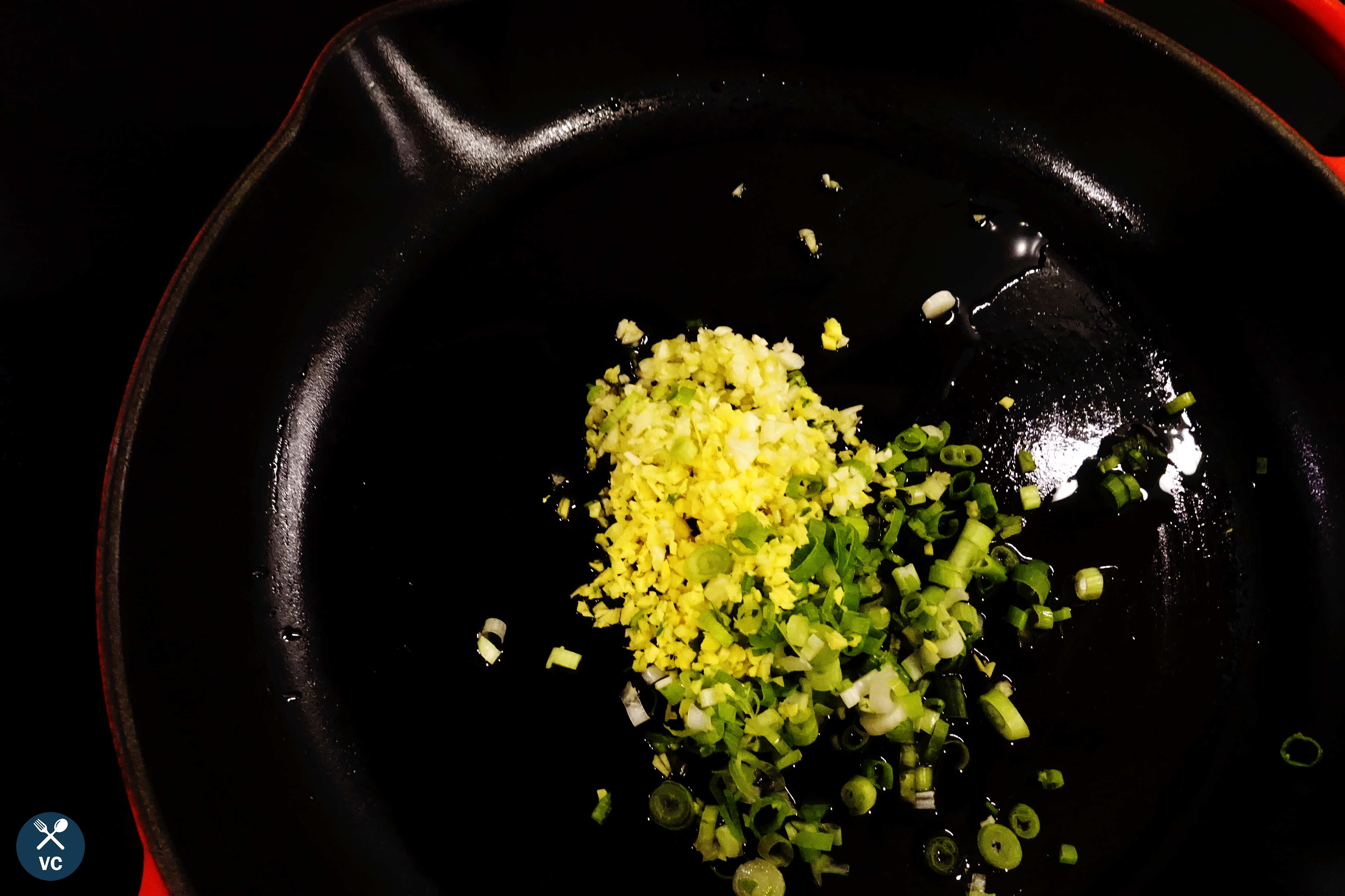 Garlic, ginger and scallions to make Chinese green onions (VC in the Kitchen)