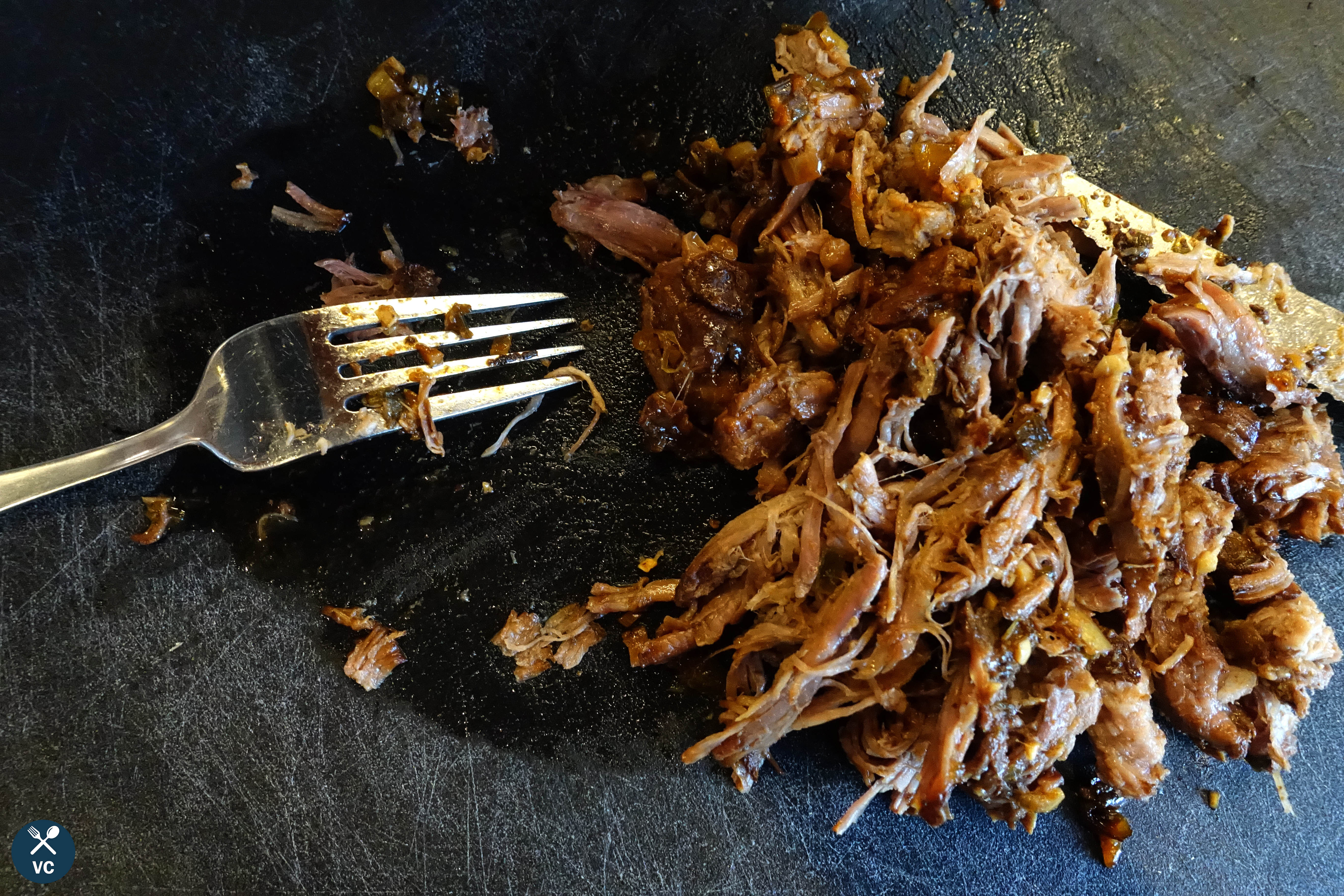 Shredded beef for slow cooker Korean beef tacos (VC in the Kitchen)