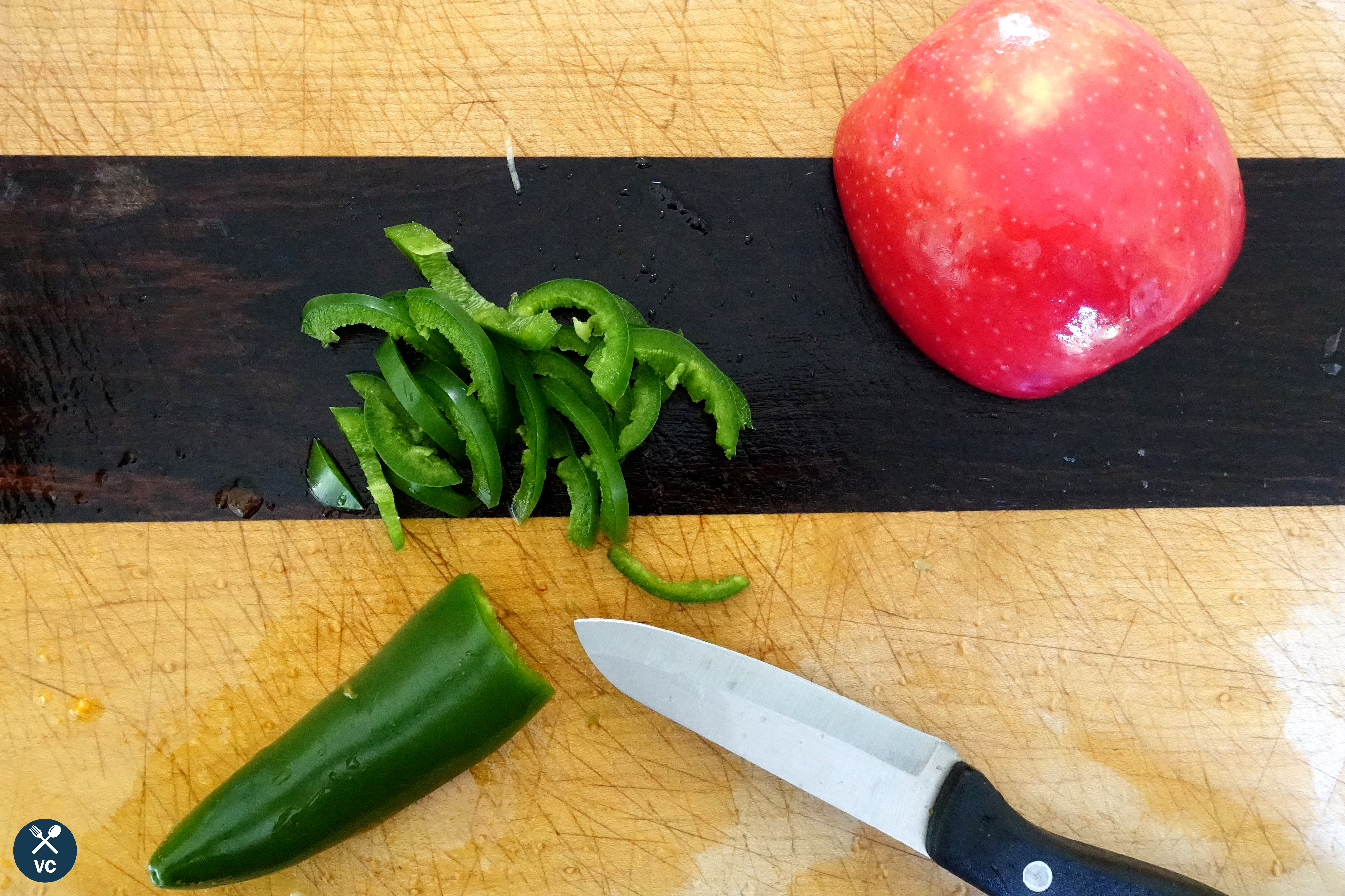 Jalapenos for apple and jalapeno slaw (VC in the Kitchen)