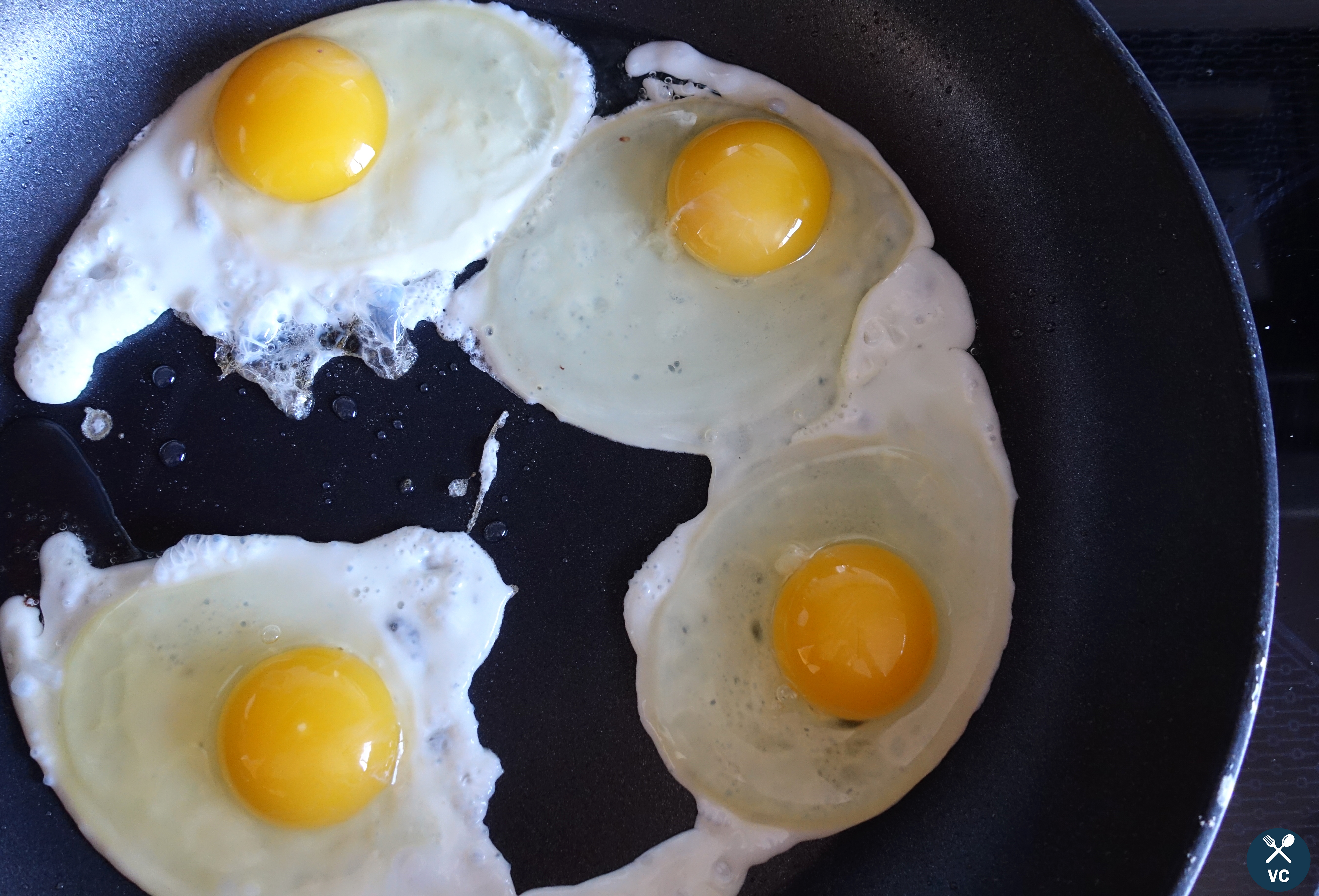 Frying eggs for huevos rancheros (VC in the Kitchen)