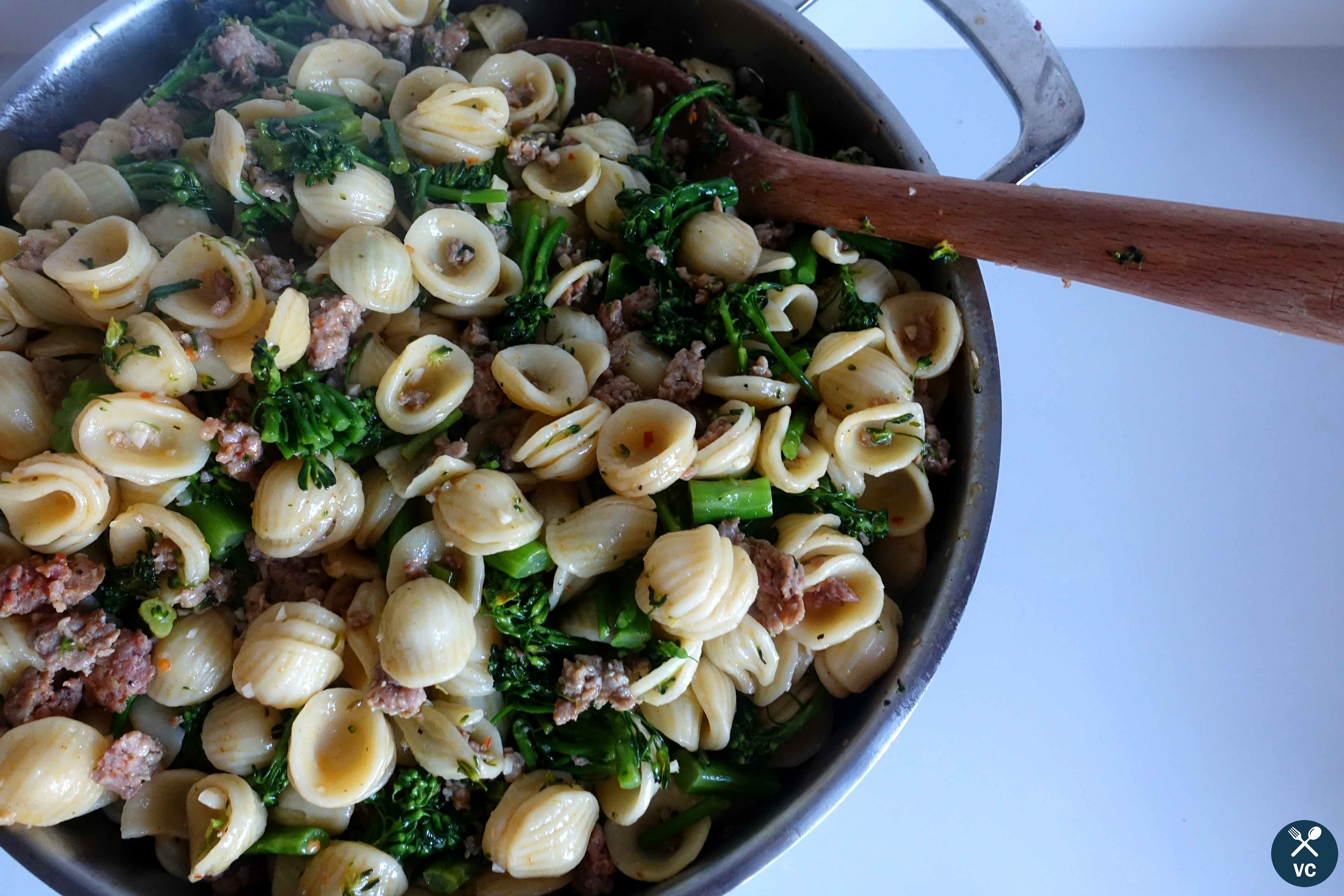 Orecchiette with Sausage and Broccoli Rabe Pasta (VCintheKitchen)