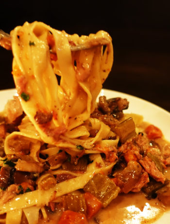 Osso Bucco Fettuccine pasta from Bella Trattoria, SF (VC in the Kitchen)