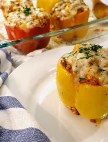 Turkey stuffed peppers ready to eat (VC in the Kitchen)