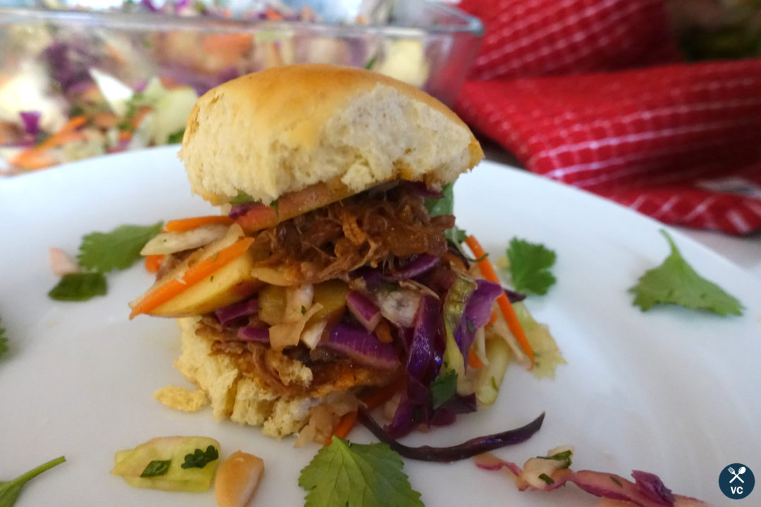 Slider of Slow Cooker Asian Pulled Pork and Sweet and Spicy Asian Slaw (VC in the Kitchen)