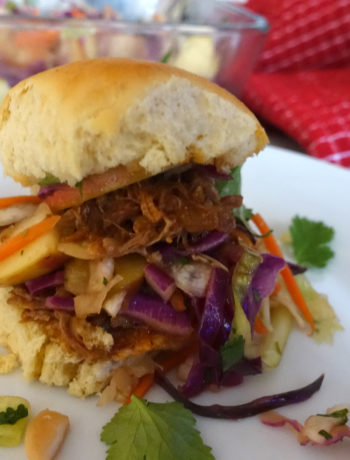 Slider of Slow Cooker Asian Pulled Pork and Sweet and Spicy Asian Slaw (VC in the Kitchen)