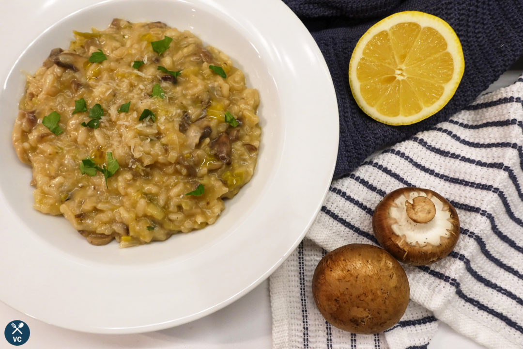 Mushroom and Leek Risotto (VC in the Kitchen)